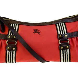 Burberry Blue Label Red Nylon Leather Shoulder Bag